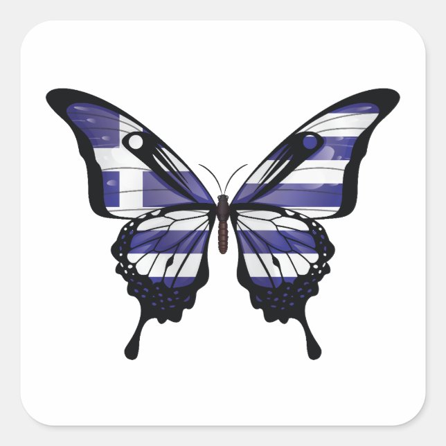 Greece Swallowtail Butterfly Flag Sticker (Front)