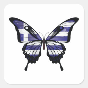 Greece Swallowtail Butterfly Flag Sticker