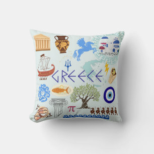 Greece Symbols Travel Lovers Cushion
