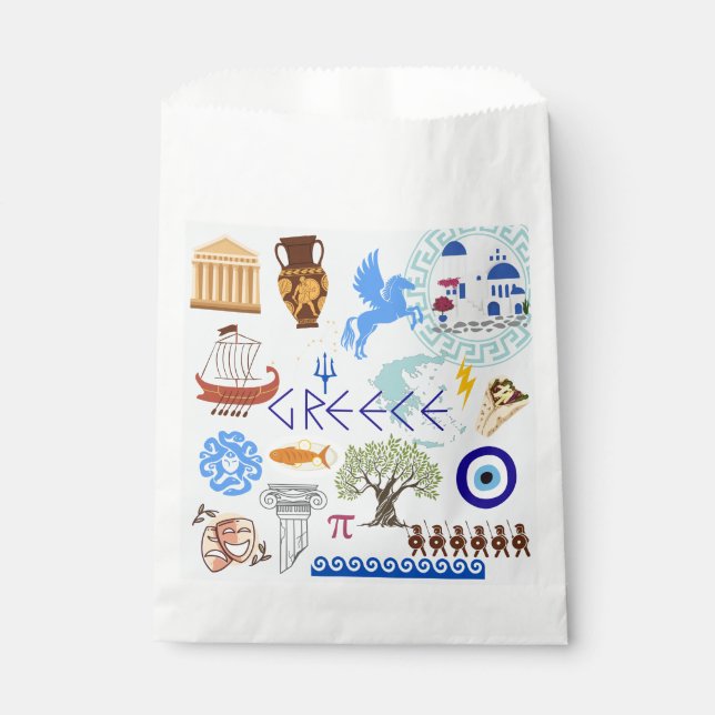 Greece Symbols Travel Lovers Favour Bag (Front)