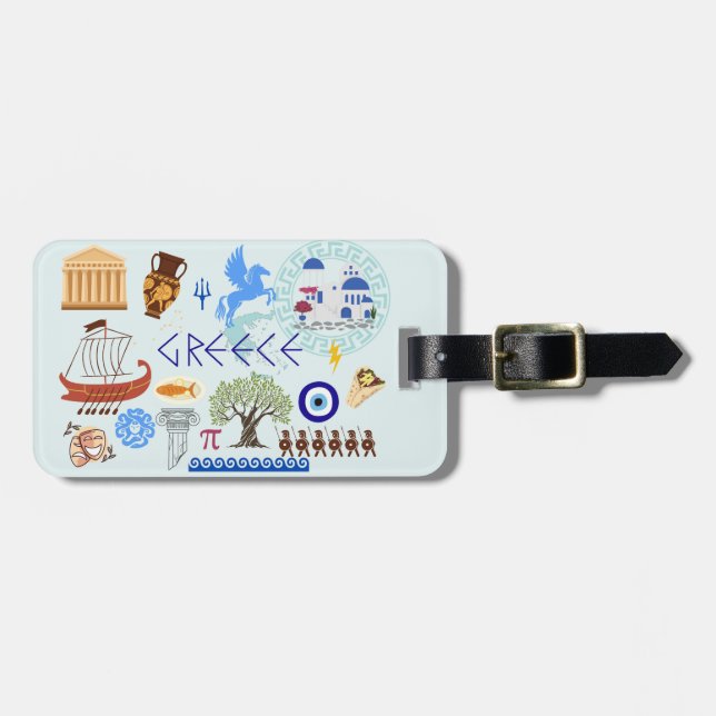 Greece Symbols Travel Lovers Luggage Tag (Front Horizontal)