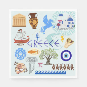Greece Symbols Travel Lovers Napkin