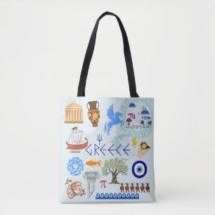 Greece Symbols Travel Lovers Tote Bag