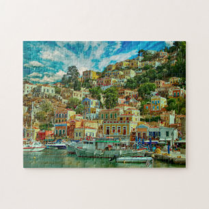 Greece Symi Greek Island Travel Photo Jigsaw Puzzle