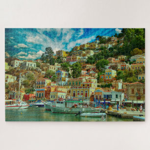 Greece Symi Greek Island Travel Photo Jigsaw Puzzle