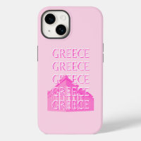 Greece, Travel Art, Pastel Travel Art, Pink