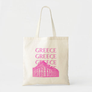 Greece, Travel Art, Pastel Travel Art, Pink Tote Bag