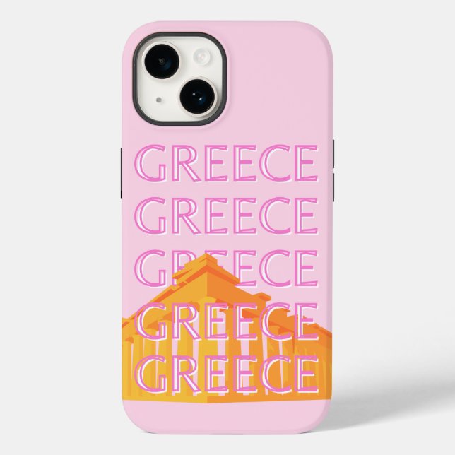 Greece, Travel Art, Pink Case-Mate iPhone Case (Back)