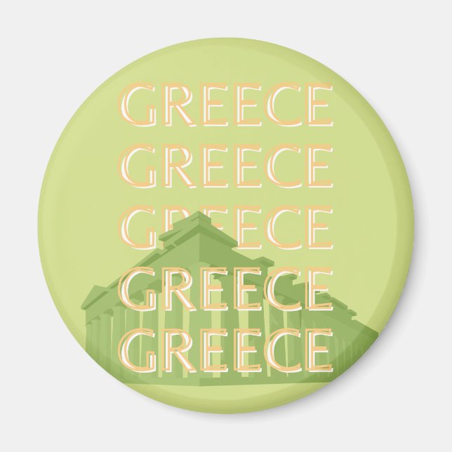 Greece Travel Art, Summer Travel Art, Green Magnet (Front)