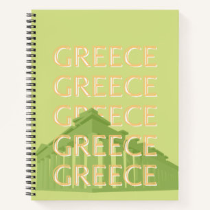 Greece Travel Art, Summer Travel Art, Green Notebook