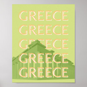 Greece Travel Art, Summer Travel Art, Green Poster