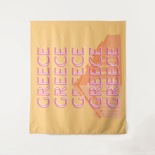 Greece Travel Art, Summer Travel Art, Orange Tapestry