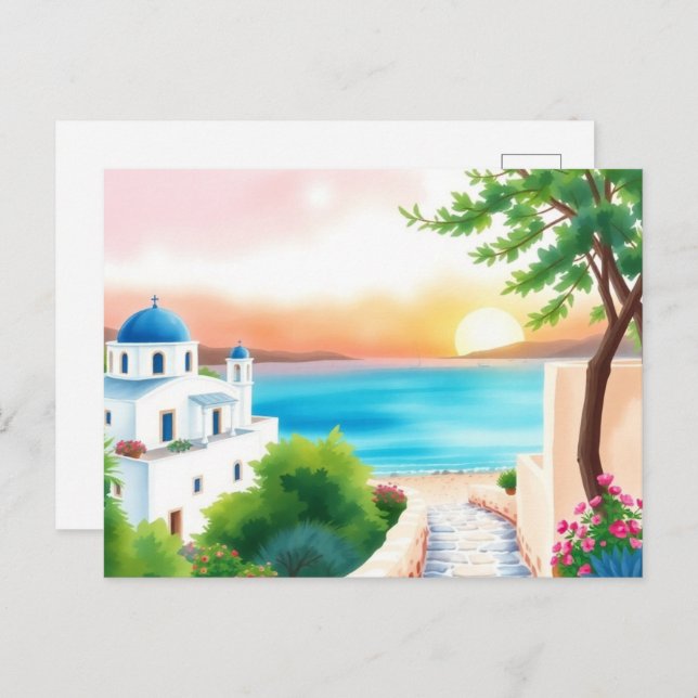 Greece Travel Art Vintage Postcard (Front/Back)