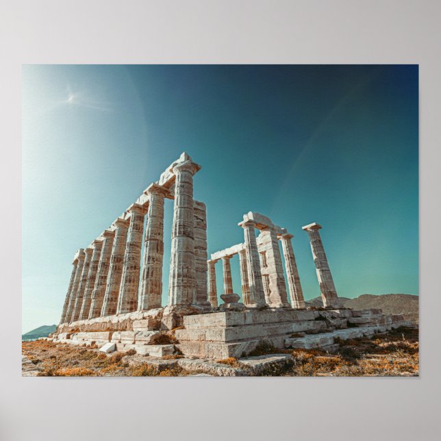 Greece Travel Poster – Cape Sounion Ancient Temple (Front)