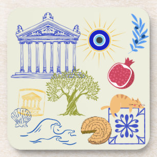 Greece Vacation Minimalism Coaster