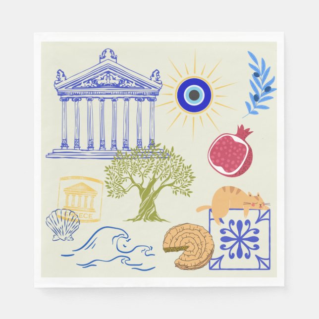 Greece Vacation Minimalism Napkin (Front)