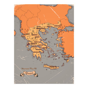 Greece Vintage Counties Map Photo Print