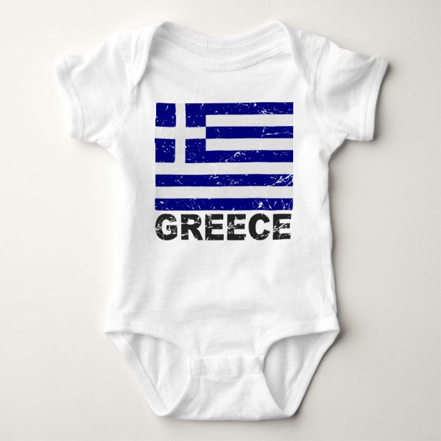 Greece Vintage Flag Baby Bodysuit (Front)