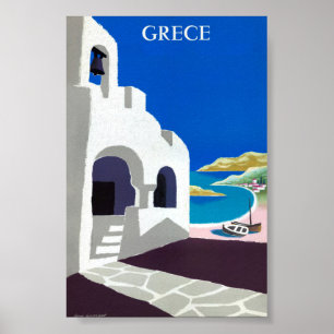 Greece Vintage Travel Poster Restored