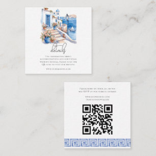 Greece Watercolor Wedding QR Code Enclosure Card