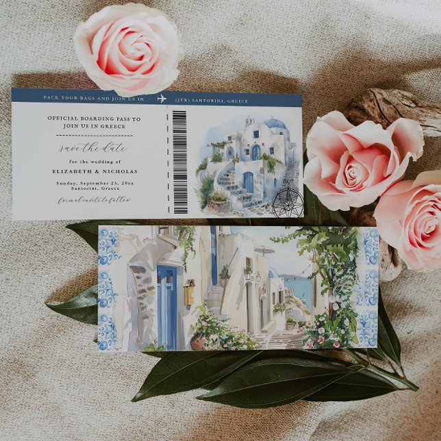 Greece Wedding | Boarding Pass Save the Date (Creator Uploaded)