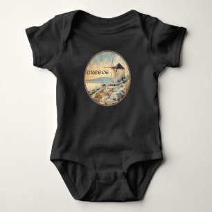 Greece Windmills of Mykonos Baby Bodysuit