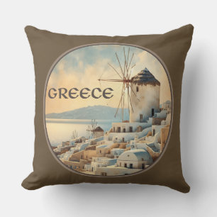 Greece Windmills of Mykonos Cushion