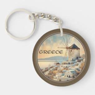 Greece Windmills of Mykonos Key Ring