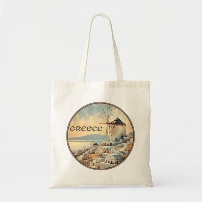Greece Windmills of Mykonos Tote Bag (Front)
