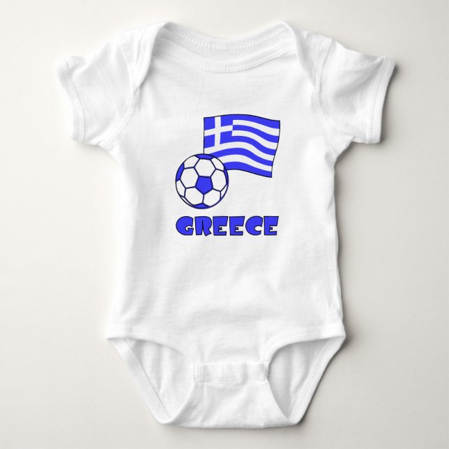 Greece with Greek Flag and Soccer Ball Baby Bodysuit (Front)