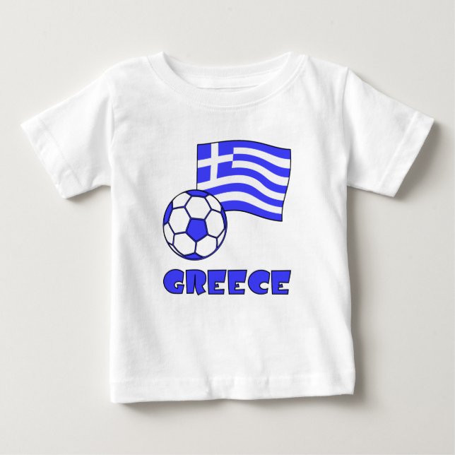 Greece with Greek Flag and Soccer Ball Baby T-Shirt (Front)