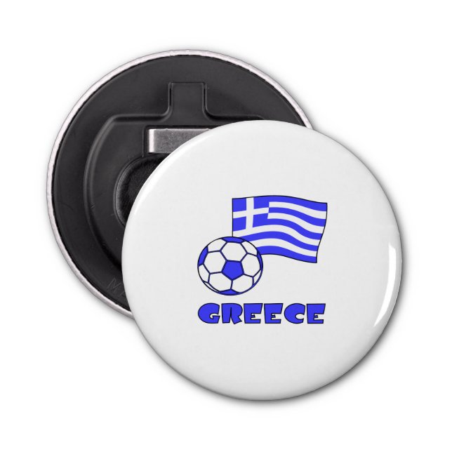 Greece with Greek Flag and Soccer Ball Bottle Opener (Front)