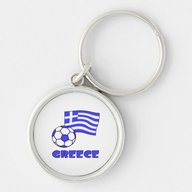 Greece with Greek Flag and Soccer Ball Key Ring (Front)