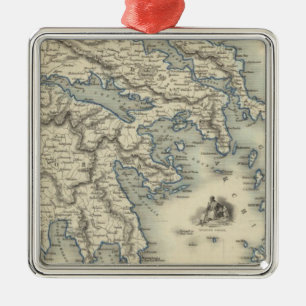 Greece with inset maps of Corfu and Stampalia Metal Tree Decoration