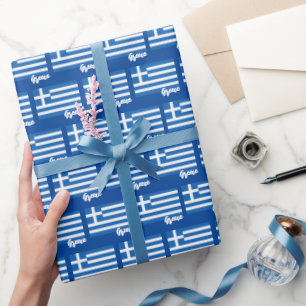 Greece Wrapping Paper, Greek Flag patriotic Paper