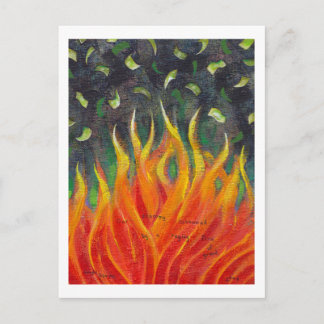 Greed - economic collapse original art painting postcard