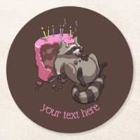 Greedy Raccoon Eating Iced Birthday Cake Cartoon