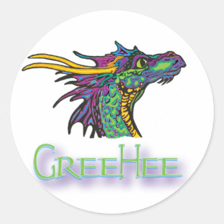 GreeHee The Deep Thinking Dragon Classic Round Sticker