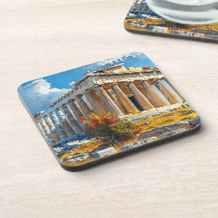 Greek Acropolis Watercolor Travel Landmarks Coaster