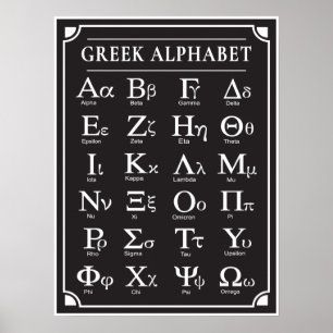 Greek Alphabet Black Poster