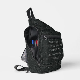 Greek Alphabet Black Sling Bag