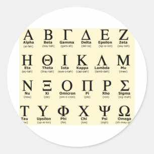 greek alphabet gifts classic round sticker