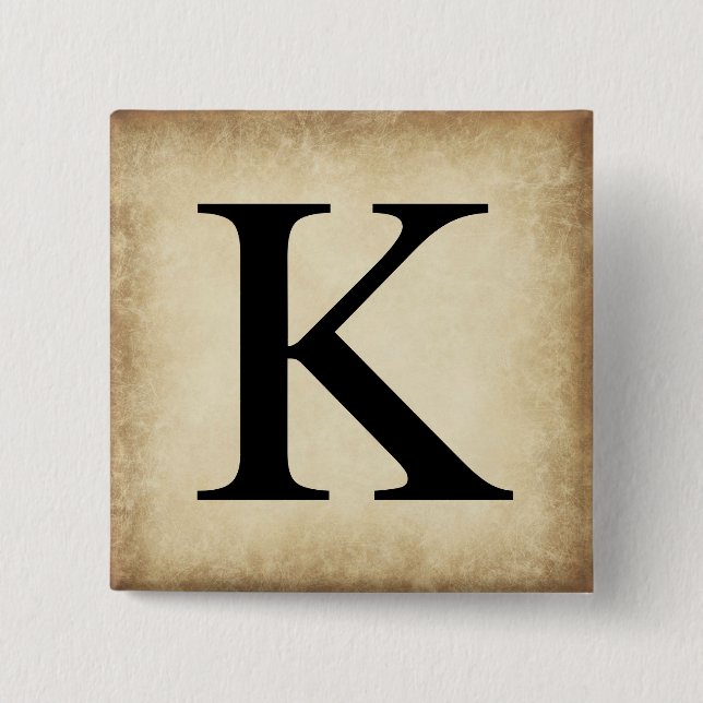 Greek Alphabet Letter Kappa 15 Cm Square Badge (Front)