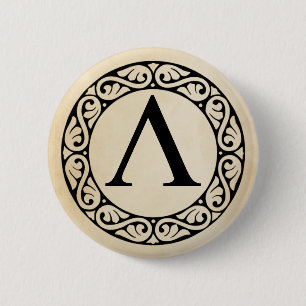 Greek Alphabet Letter Lambda 6 Cm Round Badge