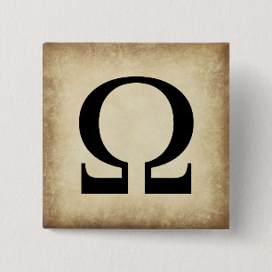 Greek Alphabet Letter Omega 15 Cm Square Badge