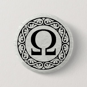 Greek Alphabet Letter Omega 6 Cm Round Badge