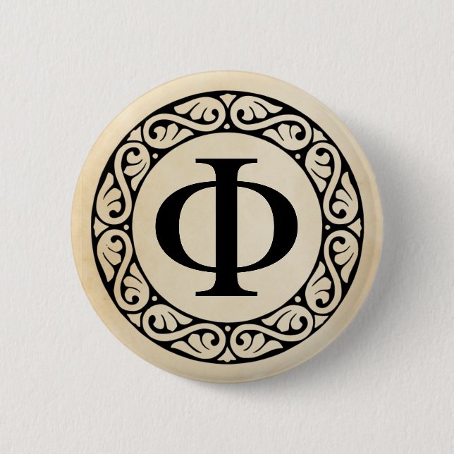 Greek Alphabet Letter Phi 6 Cm Round Badge (Front)