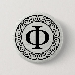 Greek Alphabet Letter Phi 6 Cm Round Badge