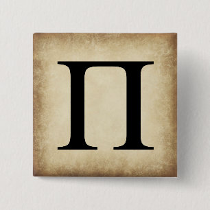 Greek Alphabet Letter Pi 15 Cm Square Badge