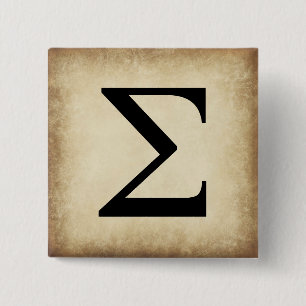 Greek Alphabet Letter Sigma 15 Cm Square Badge